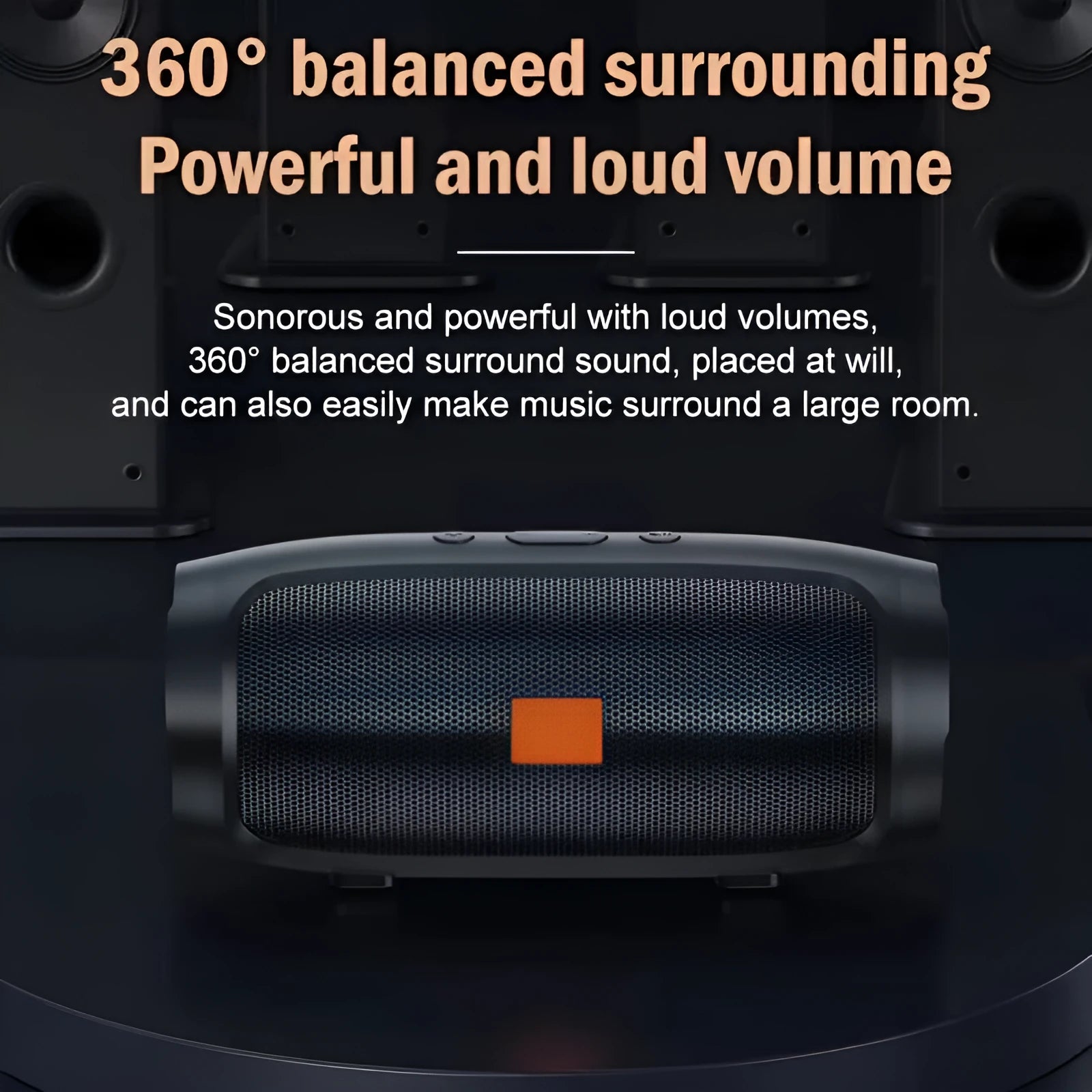 Outdoor portable wireless Bluetooth speaker in black with voice prompt and call function