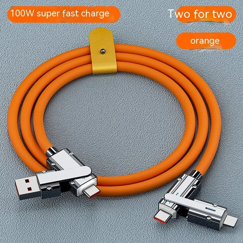 Orange 1 metre fast charging cable with zinc alloy Lightning and USB-C connectors