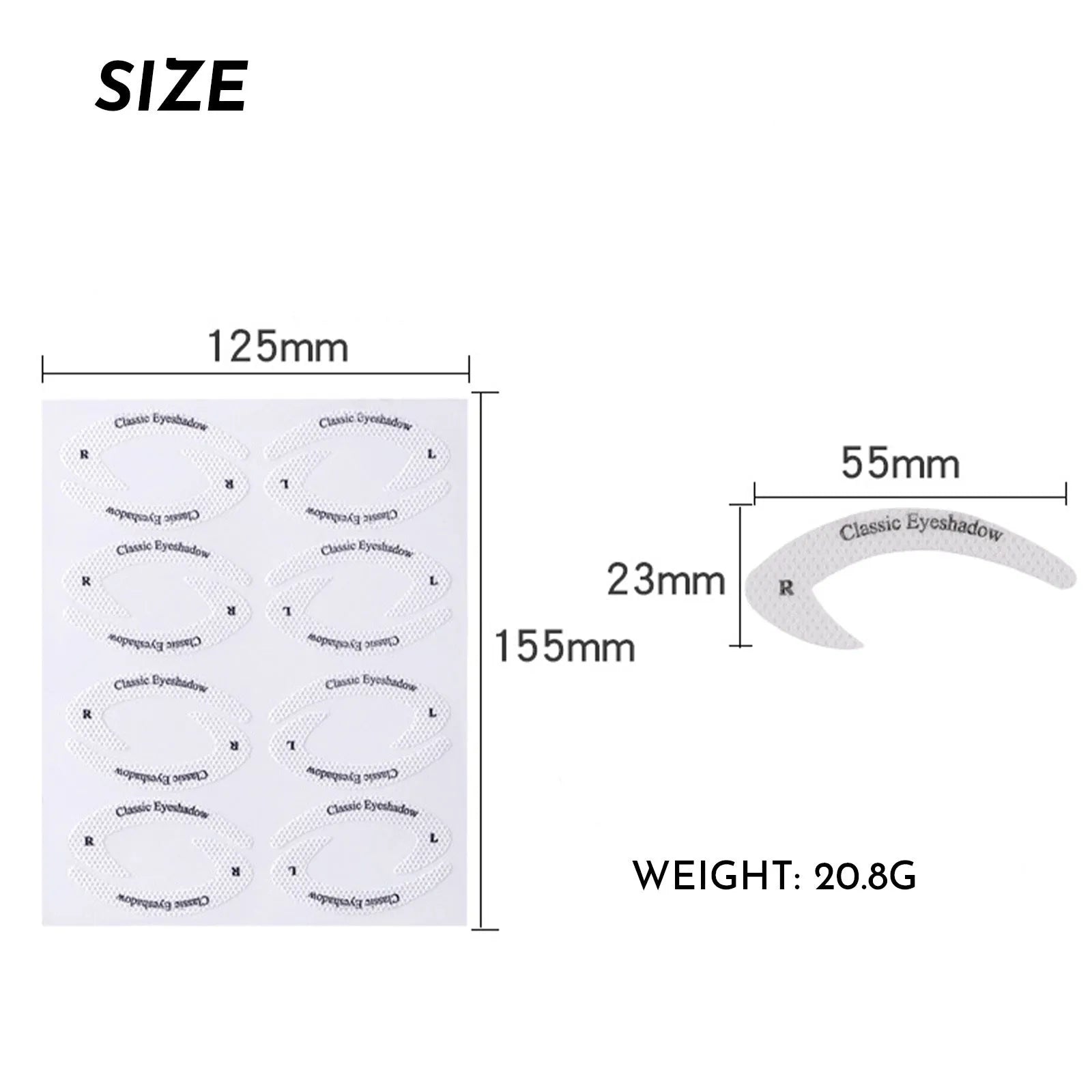 Set of four reusable, flexible plastic eyeliner and eyeshadow makeup stencils on a pink background
