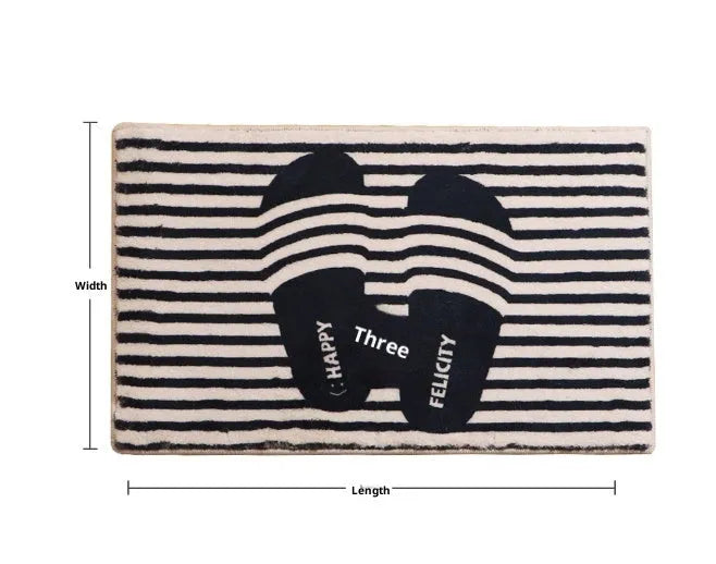 Absorbent plush polka dot geometric bathroom floor mat in Happy Slippers colour, machine woven, 40x60cm size