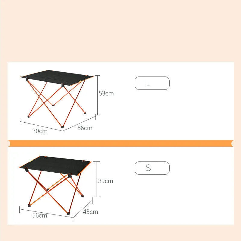 Folding tables and chairs set in aluminium alloy, S size 56x43x39cm, folded for storage