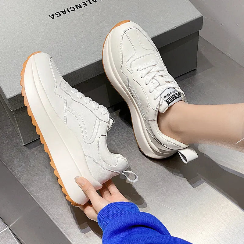 Women's beige cattlehide leather casual sports shoes with cross strap detail and low-top design