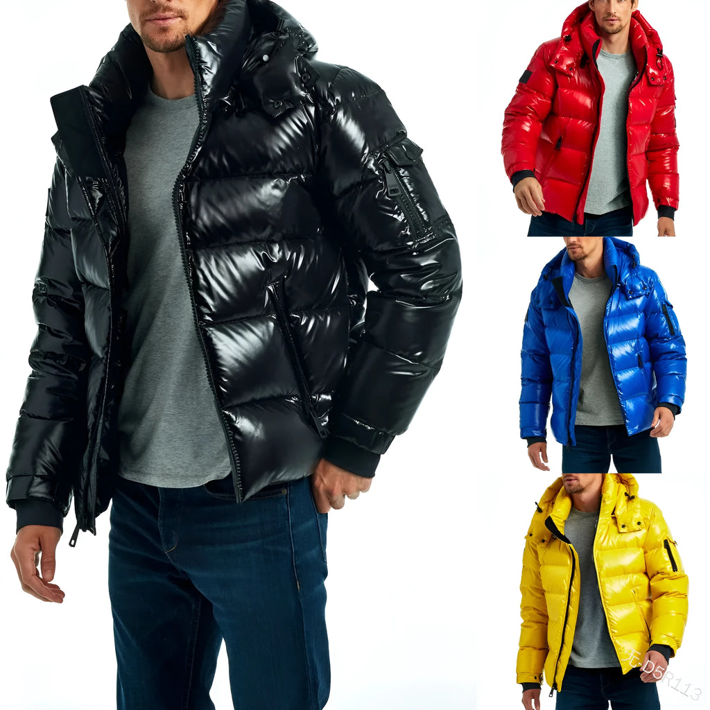 Classic all-matching short couple warm jacket for men in solid colour, loose fit cardigan style with side pockets
