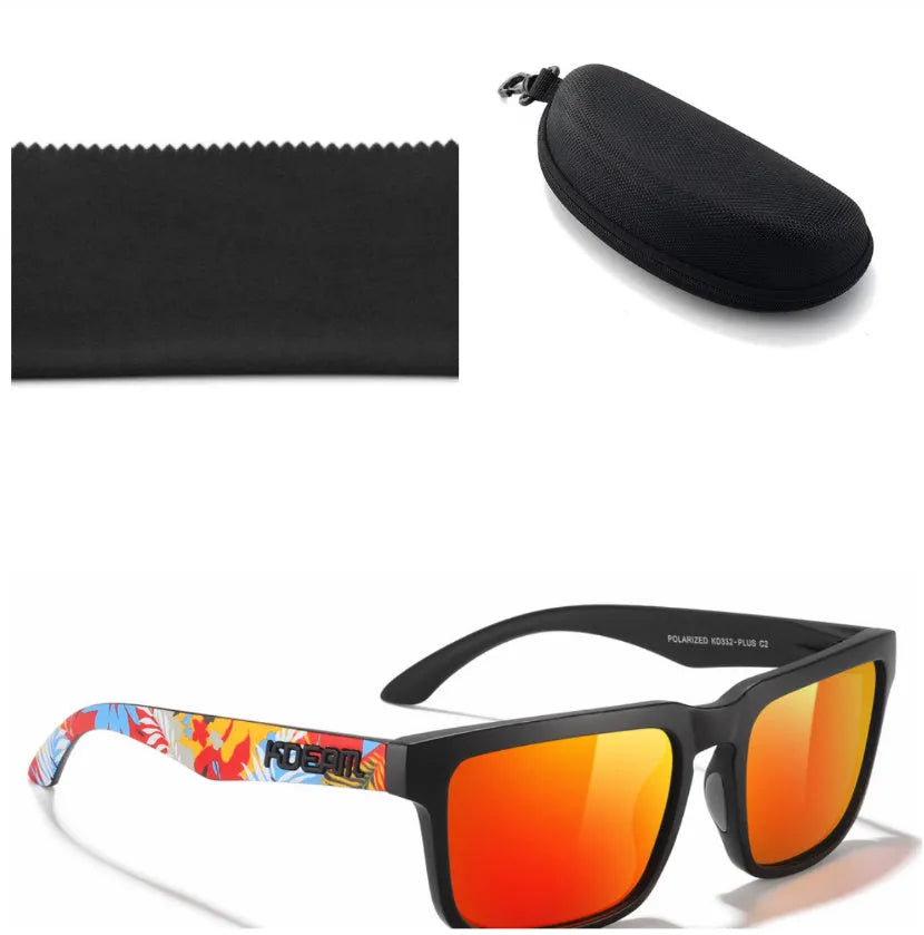 Square polarised sunglasses with TAC lenses and PC frames in multiple colour options