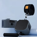 Multifunctional chest expander and rowing trainer in blue-grey or orange-grey colours with adjustable resistance