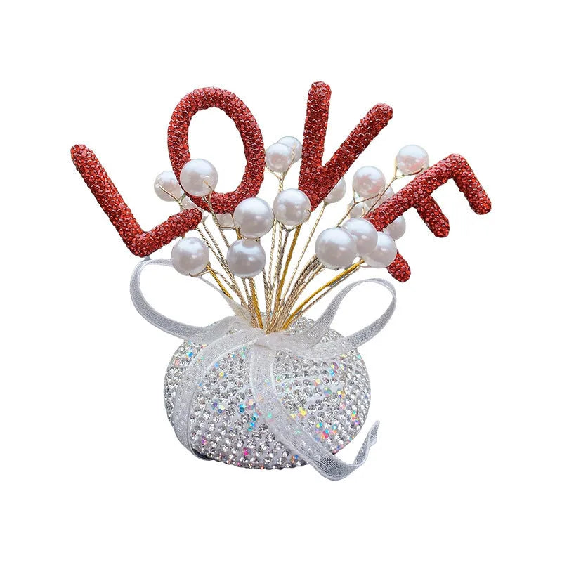Clay diamond star car console decoration in pearl colours with heart and starry sky motifs