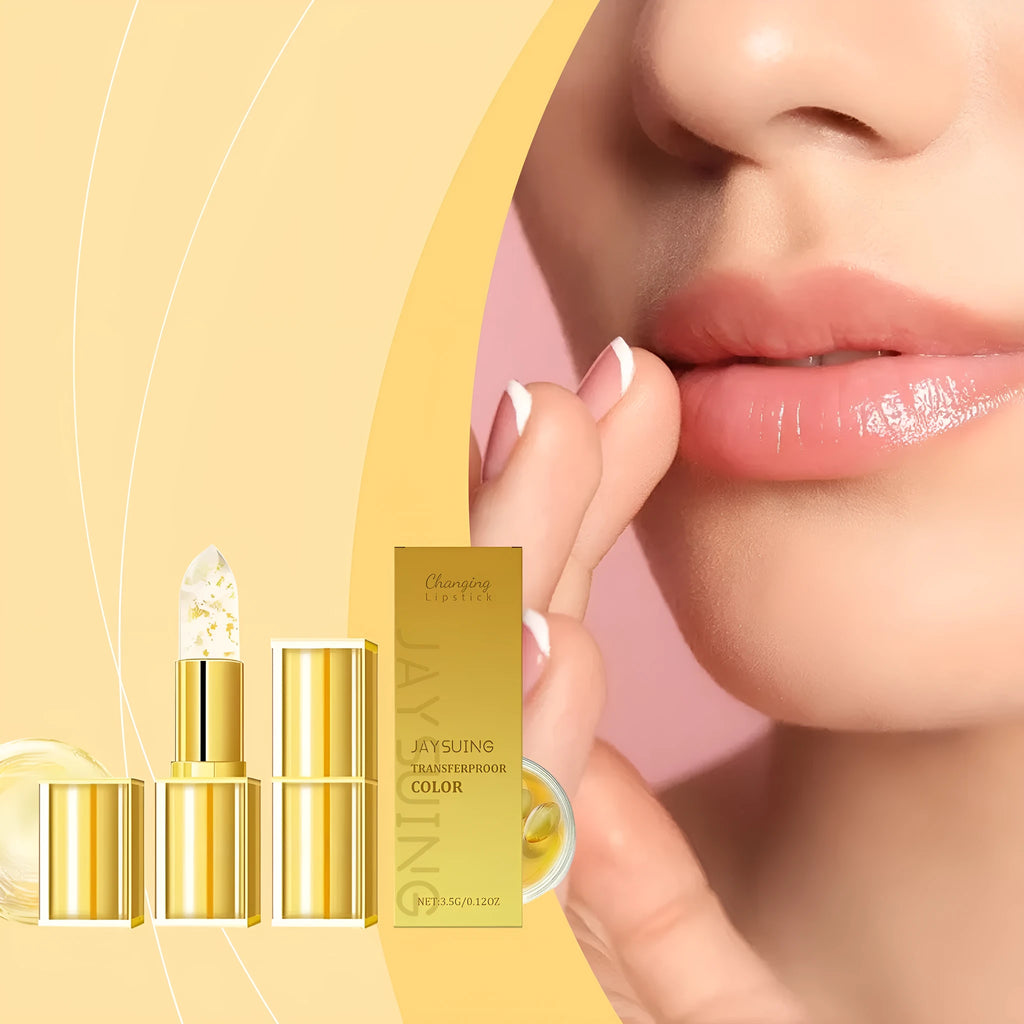 Gold foil nourishing lipstick in 3.5g stick with compact packaging