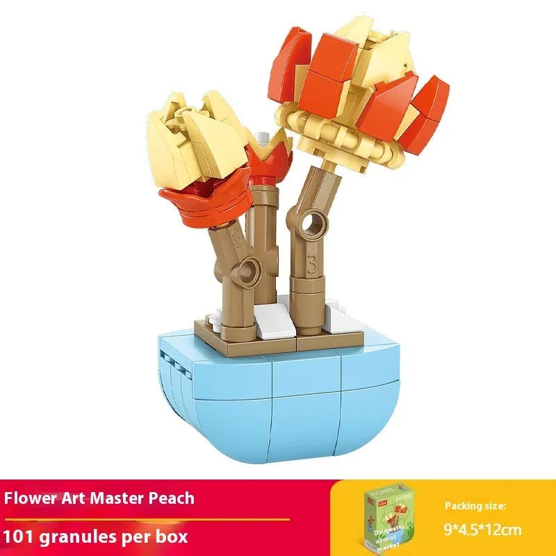 Plastic building blocks flower pot model assembly toy for teenagers