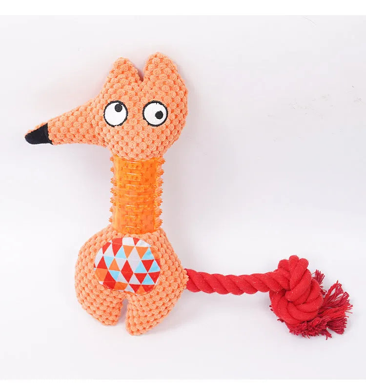 Corn kernel TPR dog squeaky toy Blue Orange with cotton rope tail for small and large dogs