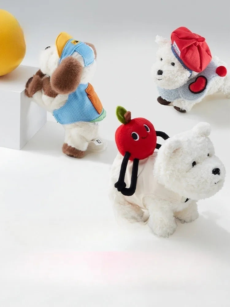 Babycare West Highland plush puppy dog clothes set with scarf and hat in astronaut style