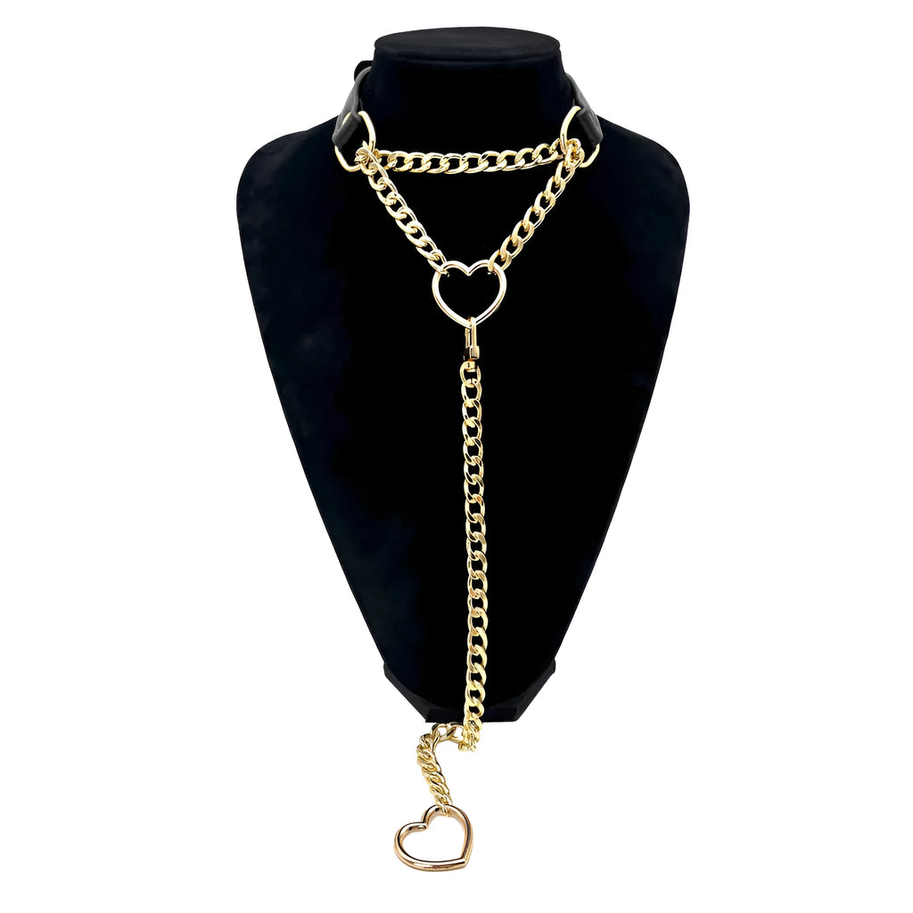Leather love neckband in black gold and pink black for couples unisex