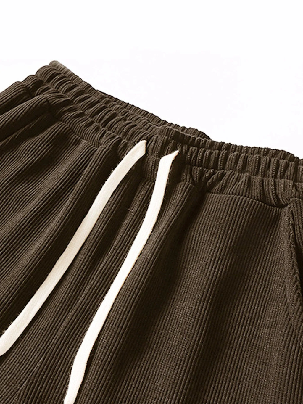 Retro corduroy men's casual pants with stripes, mid waist, in black color, polyester fibre