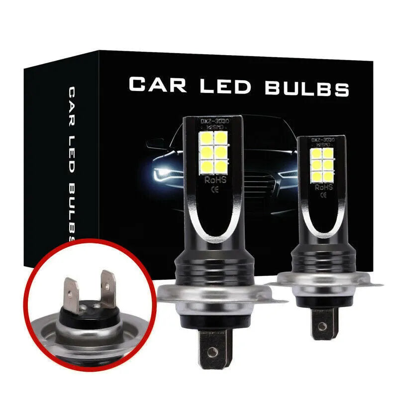 H7 110W LED fog light bulb with 12 SMD LEDs and aluminium body on white background.