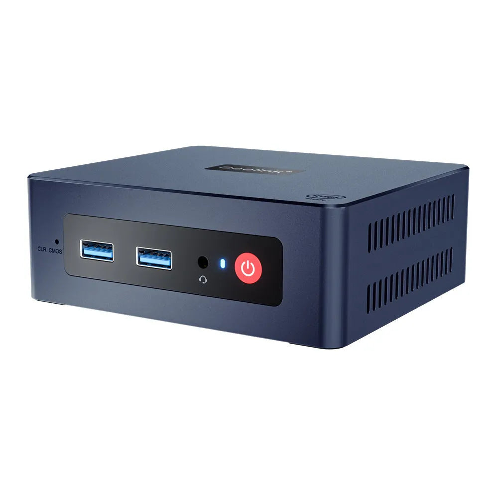 Beelink MINI S N5095 mini PC, compact black desktop computer with HDMI, Windows 11, 8GB/16GB RAM, 128GB-1TB storage.