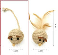 Bite ball molar pet toy made from cotton strips and sisal rope, shown as oval sisal mouse