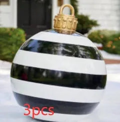 Large 60cm diameter inflatable PVC Christmas decoration ball in bright colours for outdoor use.