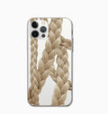 Twist braid transparent TPU phone case for iPhone showing braided edge and clear back