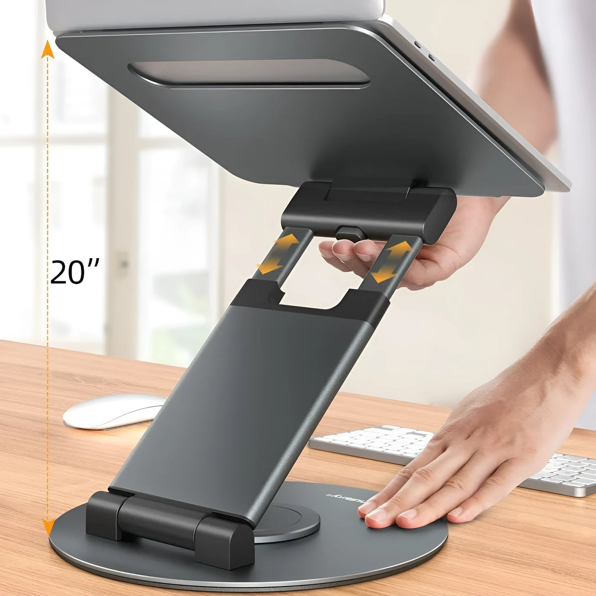 Aluminium alloy laptop stand with adjustable base, 27.5 x 24cm, in silver, grey or rose gold