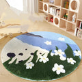 HAILANG round polyester carpet with cartoon blue snow mountain design for children's bedroom