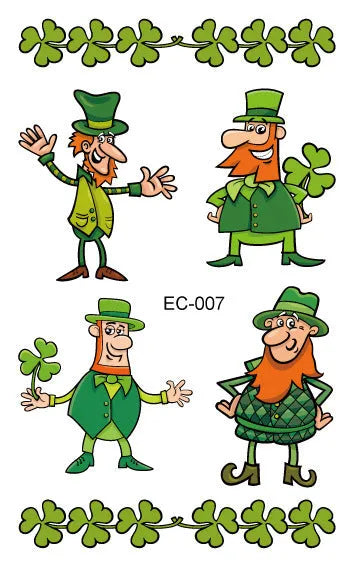 St Patrick's Day shamrock temporary tattoo sticker with water transfer printing measuring 120×75mm