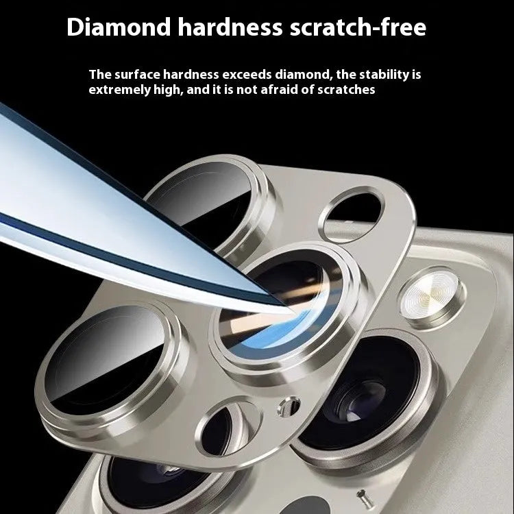 Titanium rear camera lens protector with metal frame and Corning glass for iPhone 15 14 13 12 11