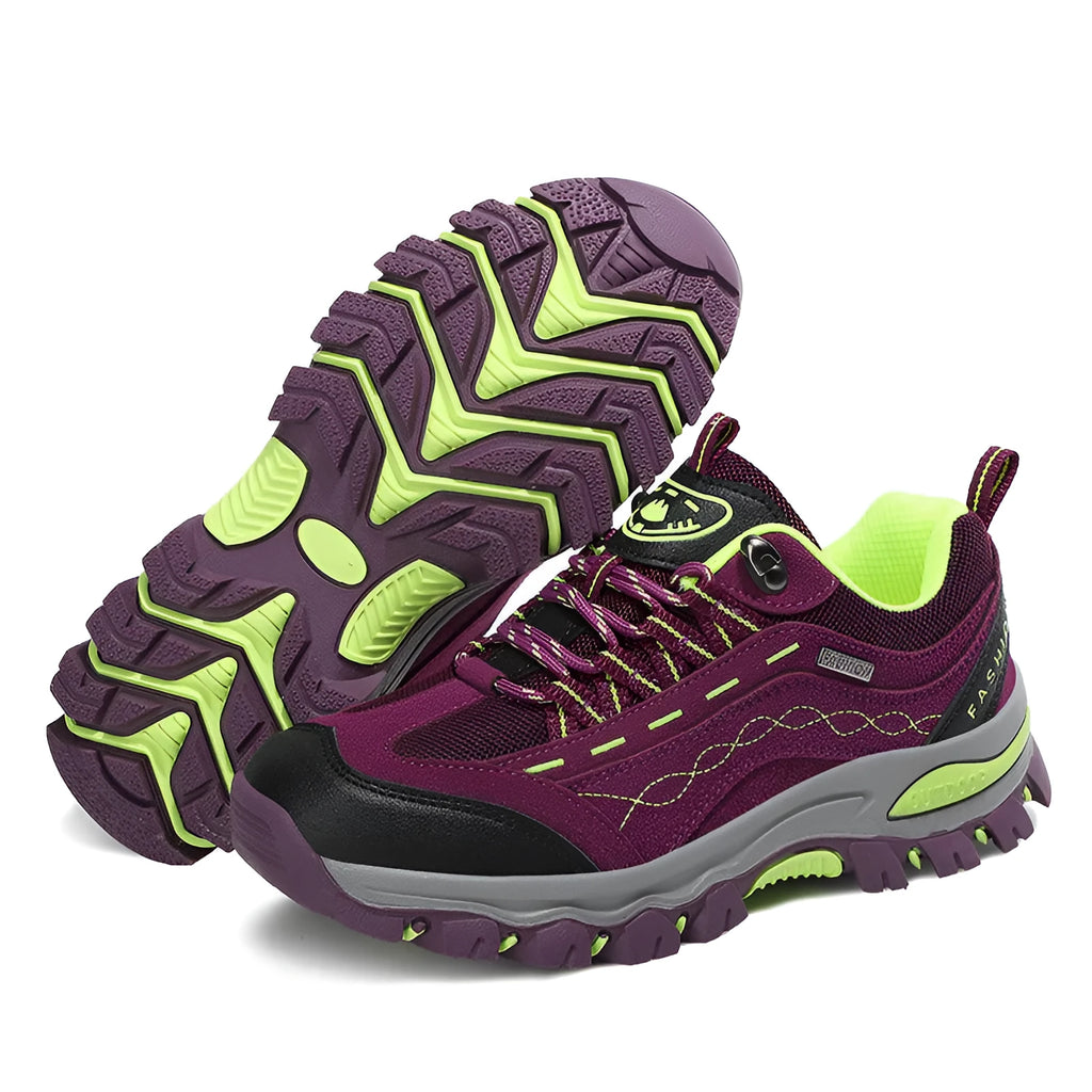 Breathable low-top hiking shoes in purple with PU and mesh upper and rubber sole