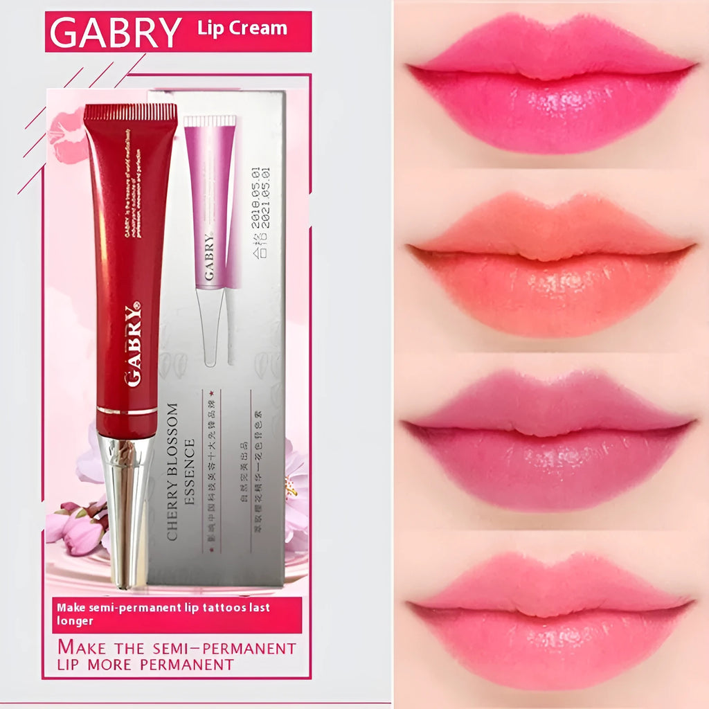 Vermilion lip gloss set showing five waterproof shades including pink, orange red, and rose red variations