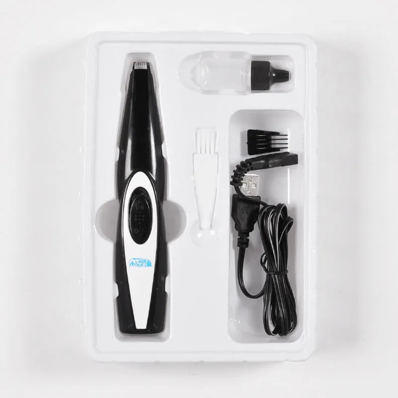 USB rechargeable pet grooming clipper with stainless steel and ceramic cutters for cats and dogs, 16 x 3 x 2.8 cm, black