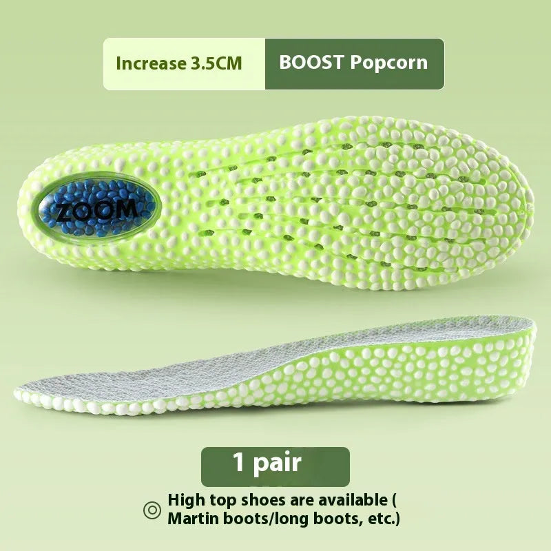 Black PVC invisible height increasing shoe insole, 1cm rise, for men's size 35-46 with non-collapse padding