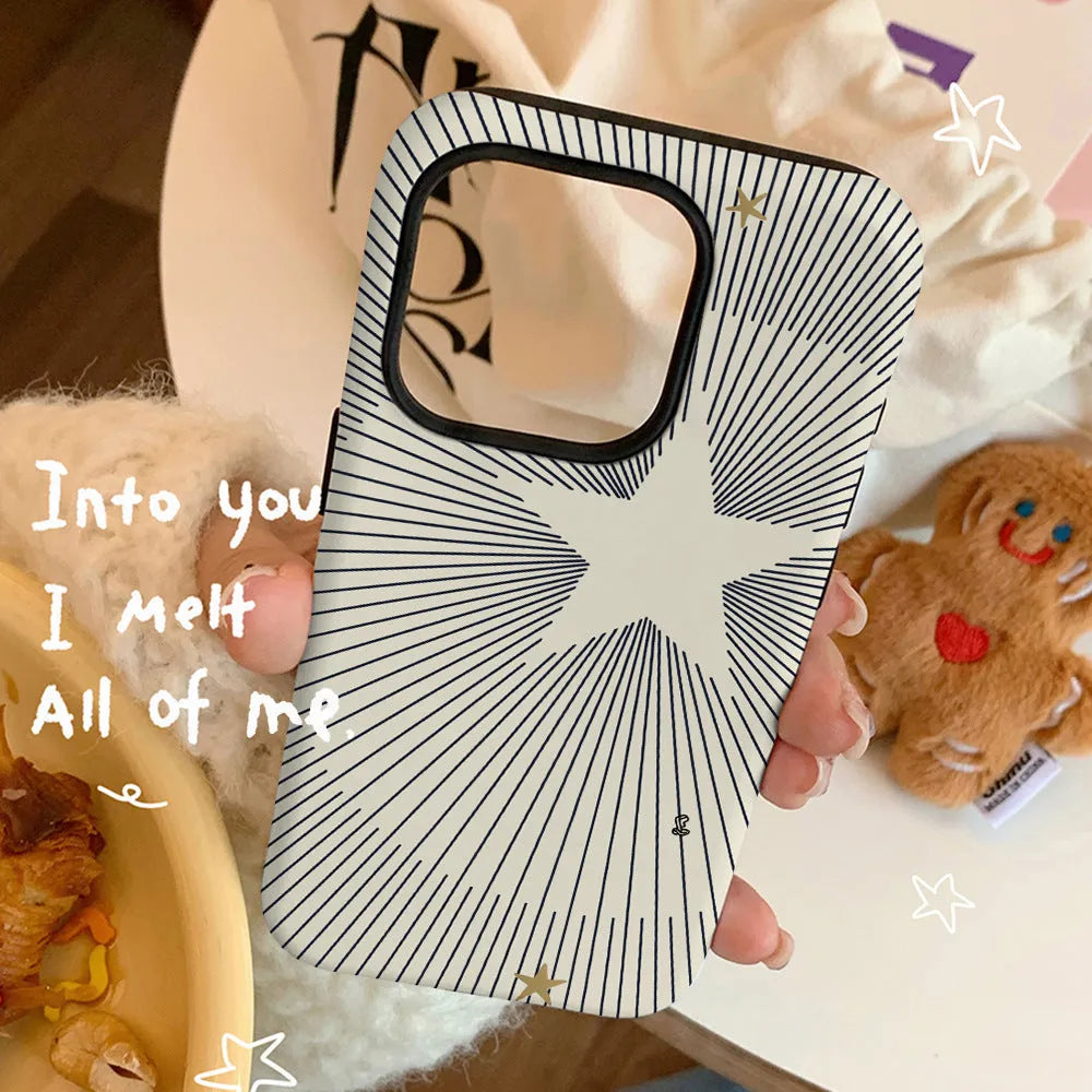 XINGX Design Film Protective iPhone case in frosted and glossy finishes, showing front and back views.