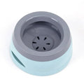Blue PP plastic pet water bowl with floating design for dogs and cats, showing 750ml capacity.