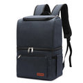 Blue insulated backpack with double-layer construction and waterproof Oxford cloth material
