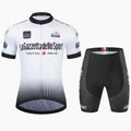 Short sleeve cycling clothing suit in polyester fabric with quick-dry properties for summer road bike use