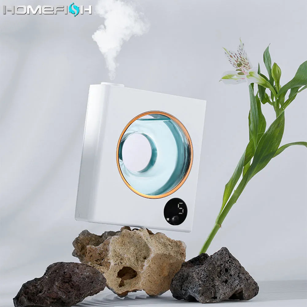 Small white wall-mounted automatic aromatherapy diffuser machine with USB charging port.