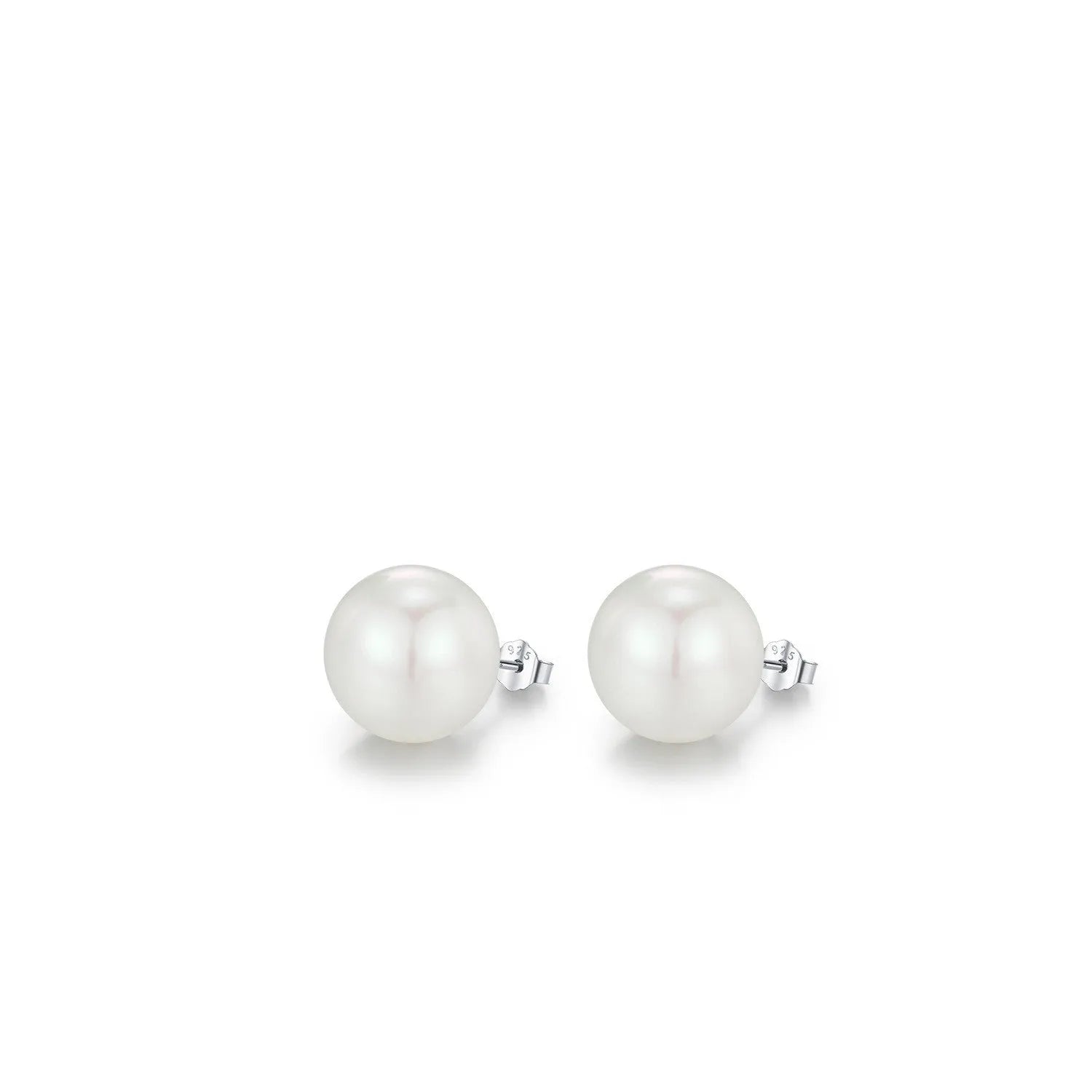 Light Luxury French Pearl Earrings for women in S925 sterling silver, diamond setting, available in 6MM to 14MM sizes, silver colour