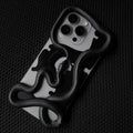 Tailed snake hollowed-out decorative phone case in black stone pattern for iPhone