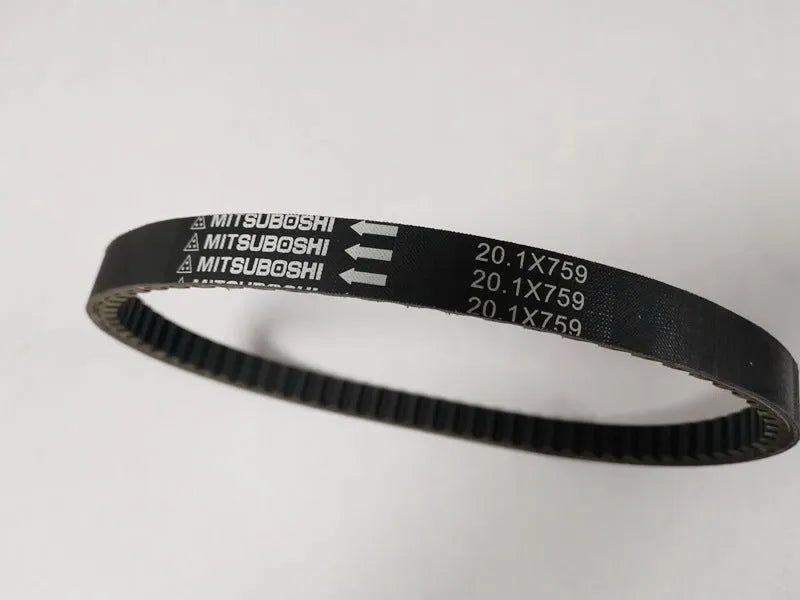 Black replacement drive belt for Jinli GP110 and Fengli VP110 motorcycles, size 20.1-759.