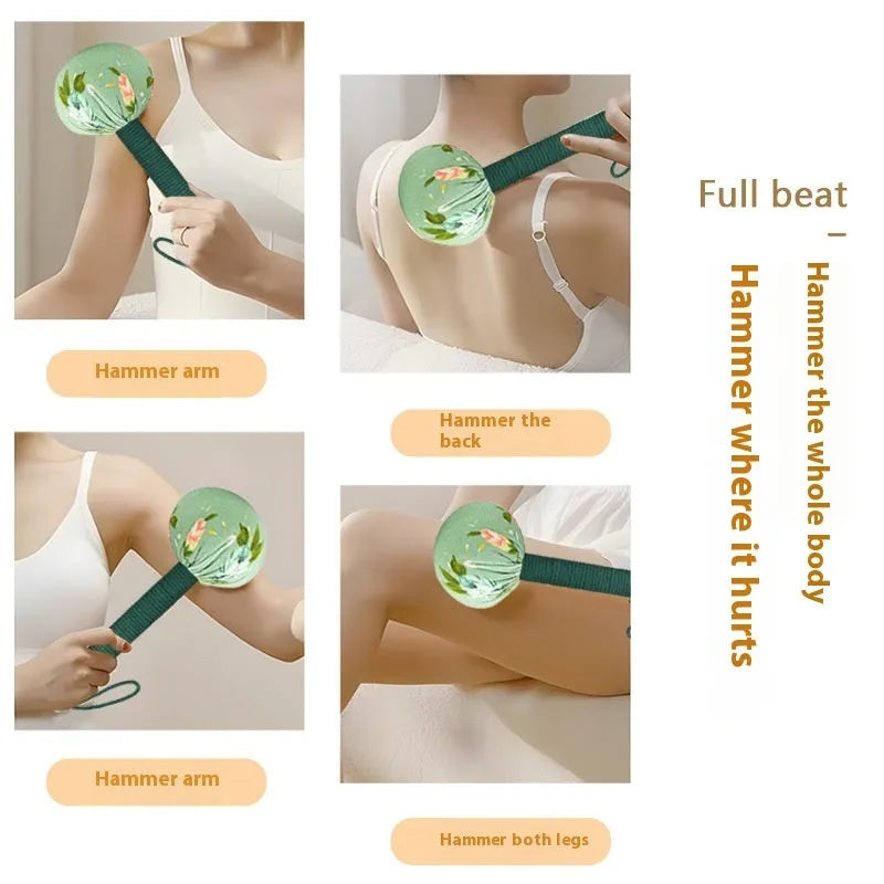 Argy wormwood handheld massage hammer in green colour showing 26cm length measurement