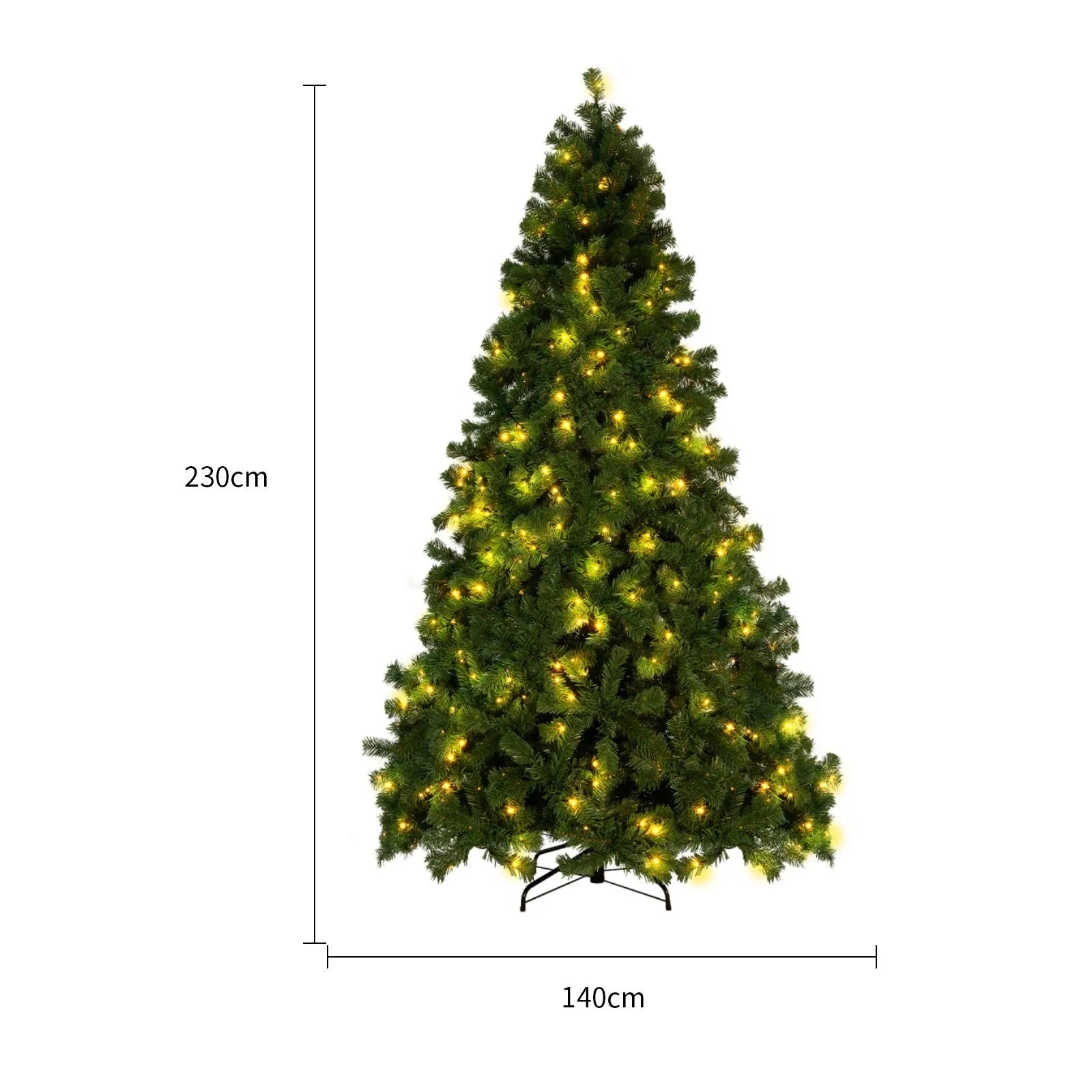 Green and white snow-covered artificial PVC Christmas tree with metal stand