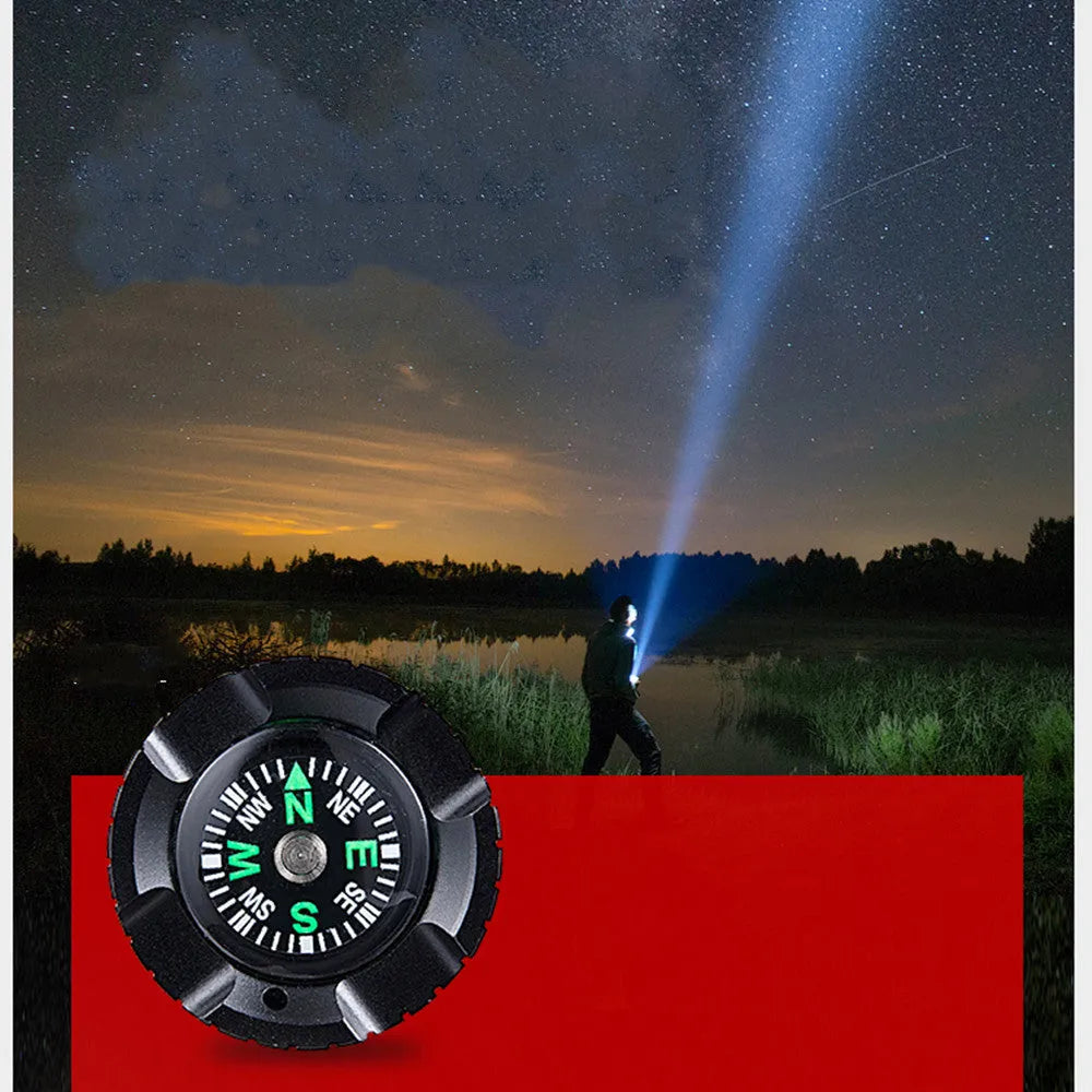 DV3000 flashlight sports camera with black metal body, 120 degree wide angle lens, and 2200mAh battery