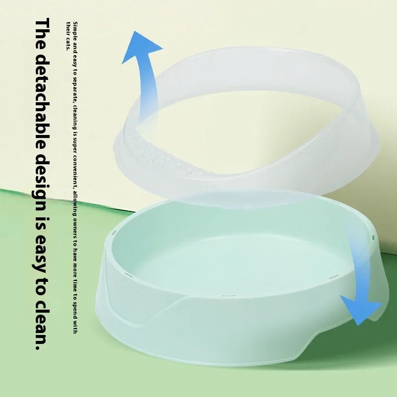 PP plastic cat litter box with rounded design and deodorising rim in mint green colour