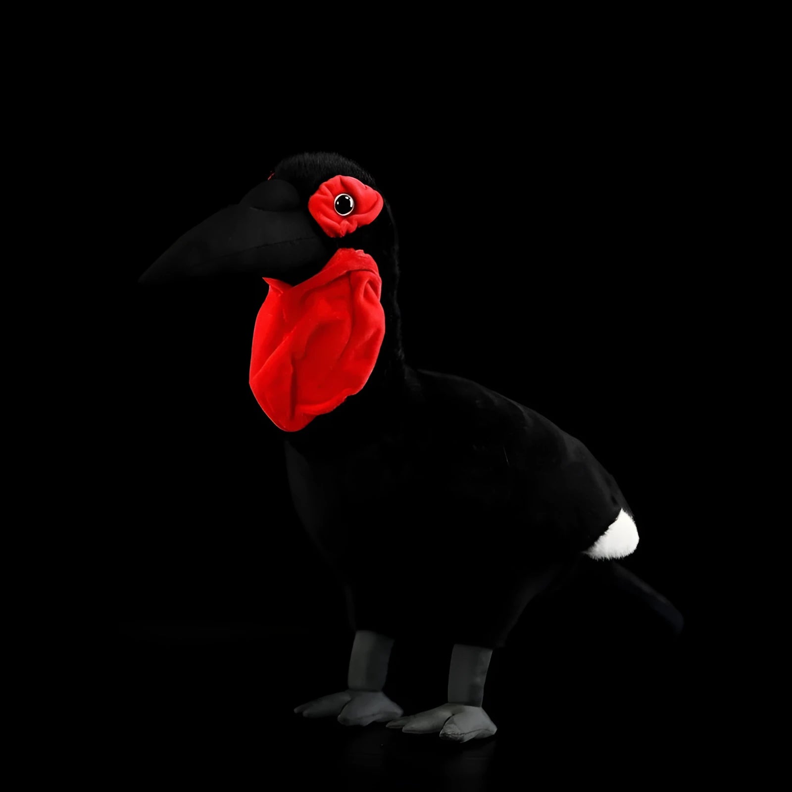 Red-faced ground hornbill plush toy 42 cm tall simulated soft polyester bird standing upright