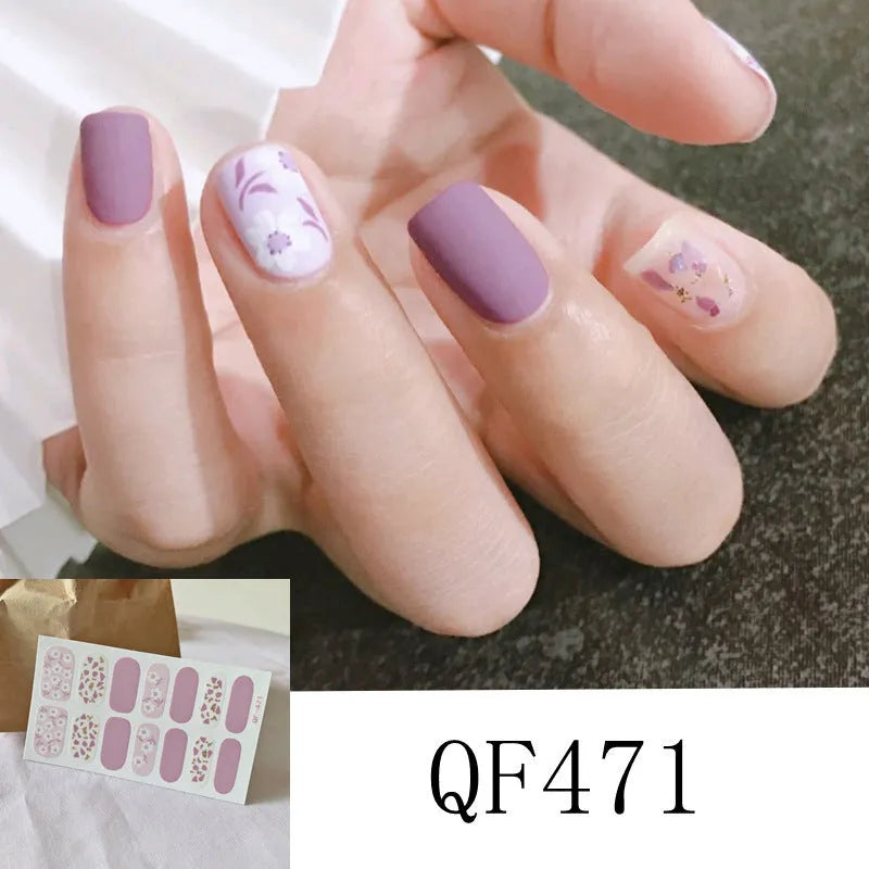 3D diamond waterproof nail stickers for pregnant women, 14 full coverage stickers per pack, multiple colour styles