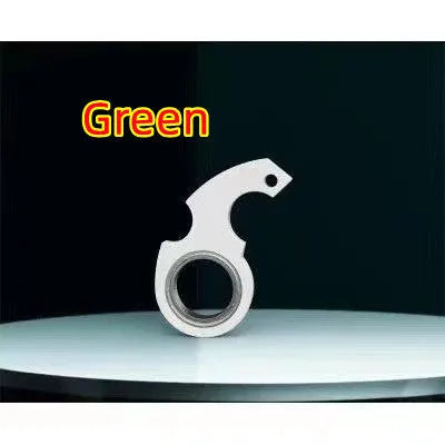 Metal rotating keychain with karambit style texture in five colours black red green silver yellow