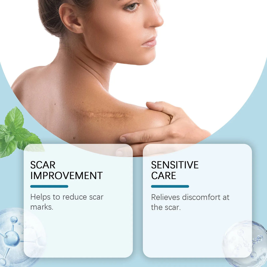 Skin Smooth Silicone Scar Paster roll with mint leaf and inactive ingredients, 1 roll net content