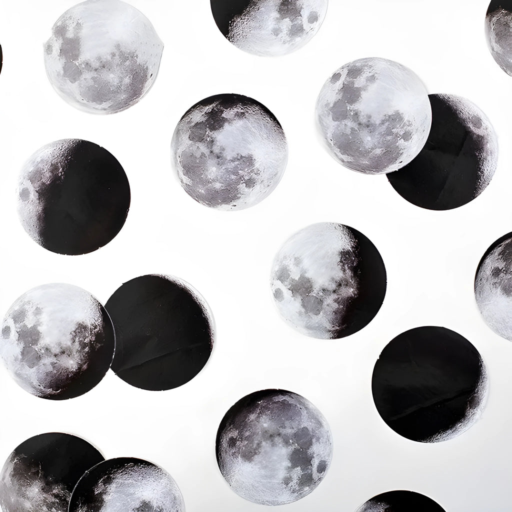 Black moon phases calendar planet stickers set with 45 pieces for hand account decoration