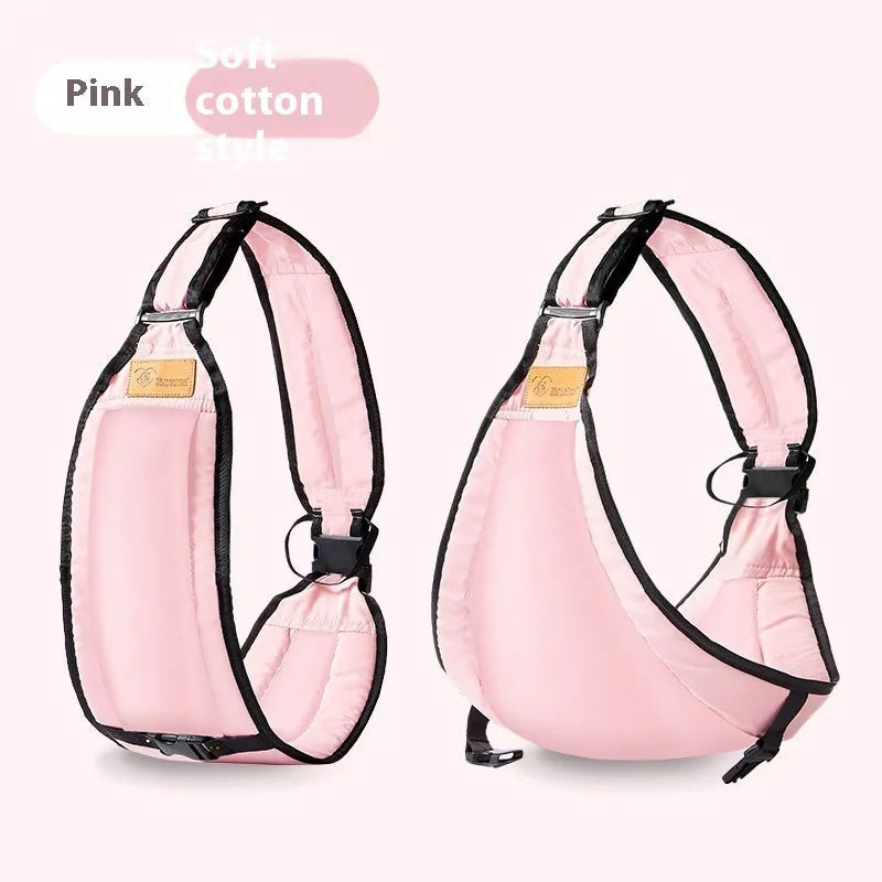 Baby waist stool carrier in fabric showing child carrying position and hip support