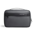 Oxford cloth toiletries storage bag with wet dry separation compartments in black, grey, or green.