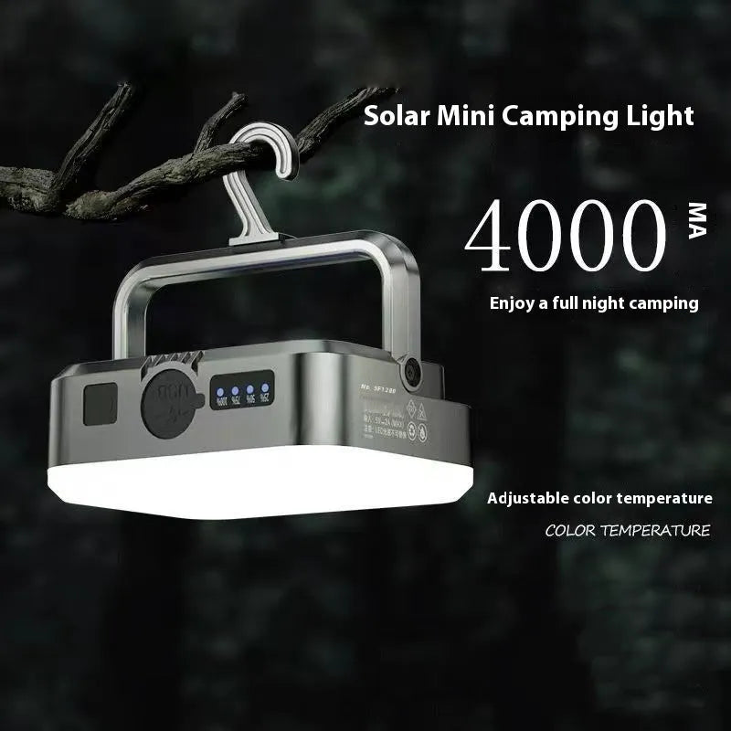Mini camp lamp with LED 1000 lumens, 4000mAh battery, Type-C charging, 96x36mm, life waterproof for tent use