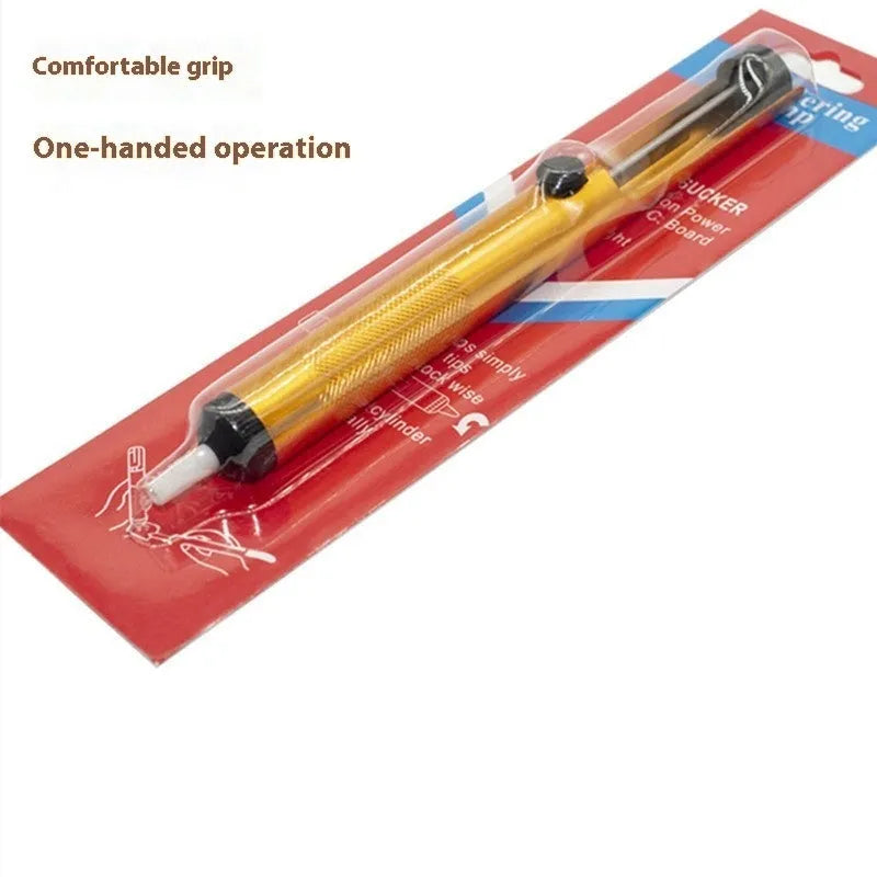 Manual tin sucker with ABS and aluminium body, blue finish, for solder removal during welding disassembly